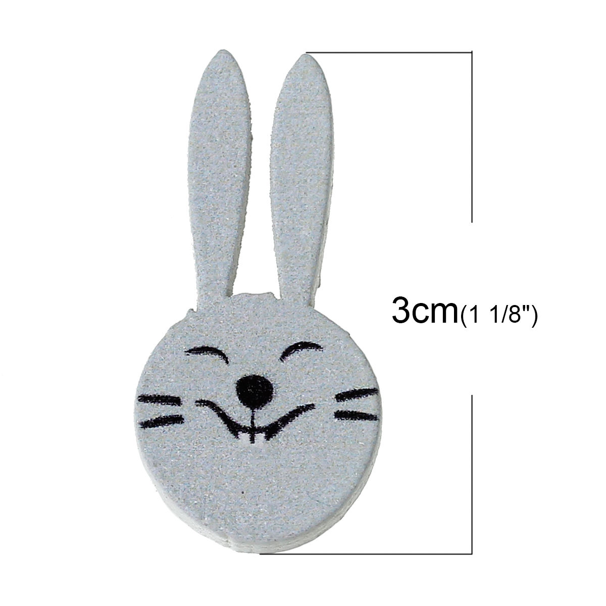 Picture of Natural Wood Easter Embellishments Scrapbooking Rabbit Gray 30mm(1 1/8") x 15mm( 5/8"), 100 PCs