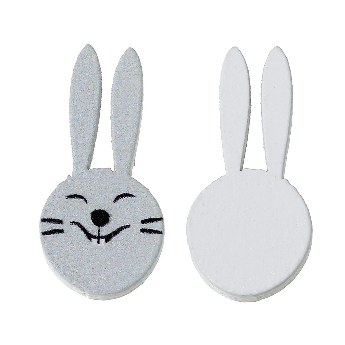 Picture of Natural Wood Easter Embellishments Scrapbooking Rabbit Gray 30mm(1 1/8") x 15mm( 5/8"), 100 PCs