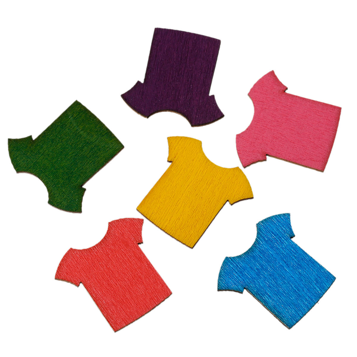 Picture of Natural Wood Embellishments Scrapbooking Clothes At Random Mixed 24mm(1") x 22mm( 7/8"), 100 PCs