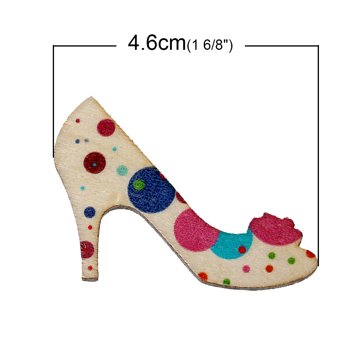 Picture of Natural Wood Embellishments Scrapbooking High-heeled Shoes At Random Dot Pattern 4.6cm(1 6/8") x 3.3cm(1 2/8"), 50 PCs