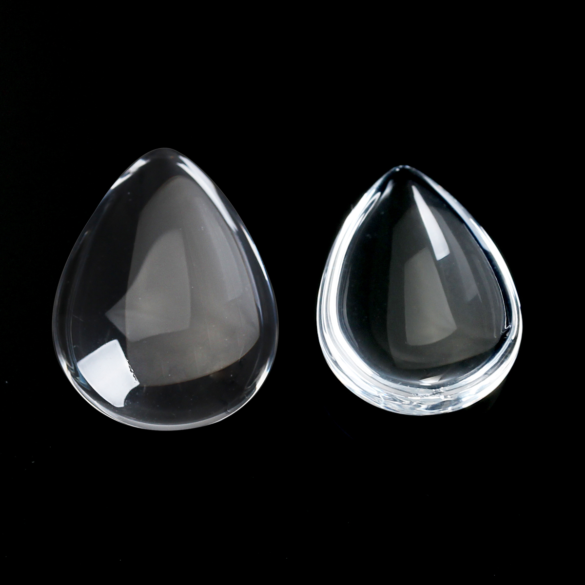 Picture of Transparent Glass Dome Seals Cabochons Teardrop Flatback Clear 25mm(1") x 18mm( 6/8"), 50 PCs