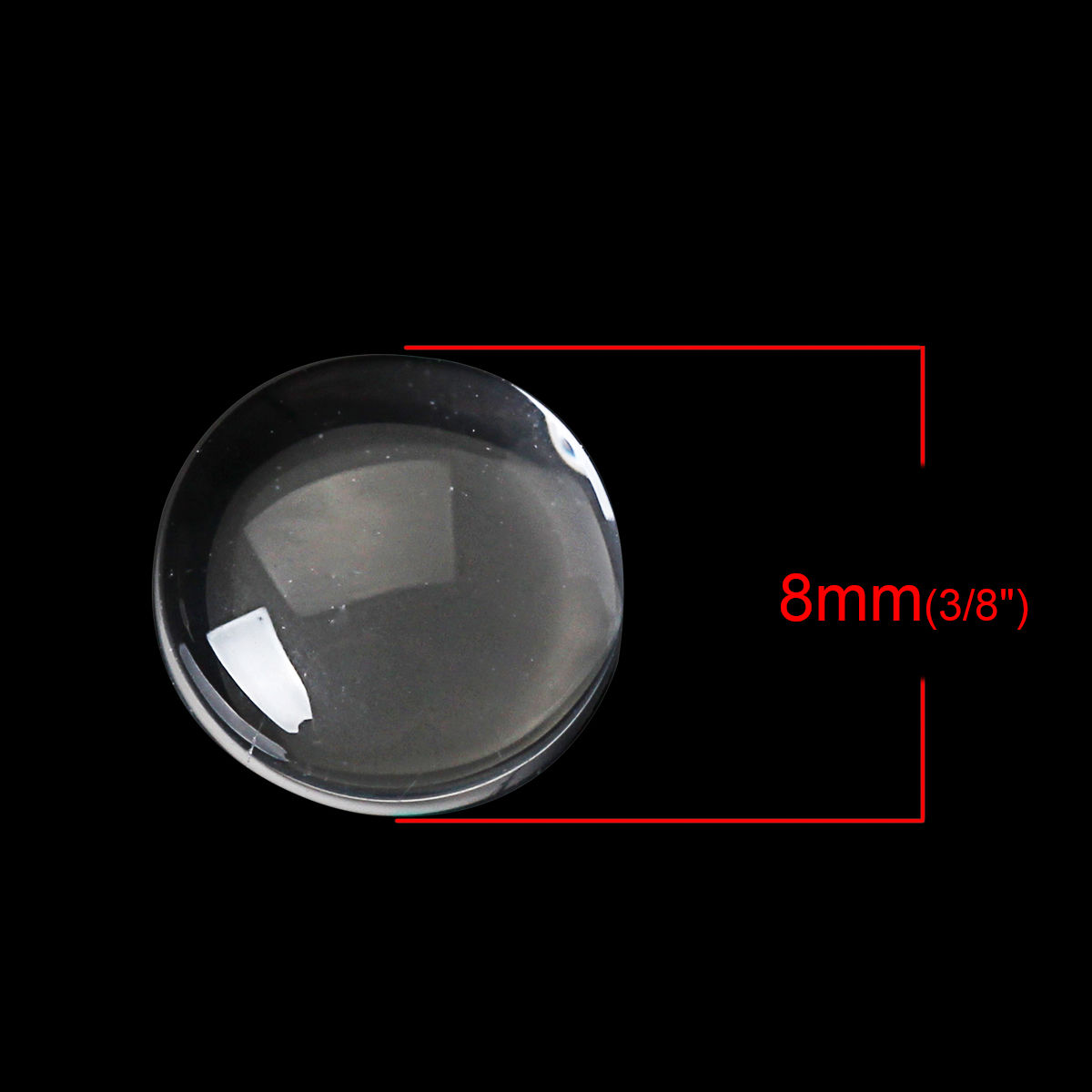 Picture of Transparent Glass Dome Seals Cabochons Round Flatback Clear 8mm( 3/8") Dia, 20 PCs
