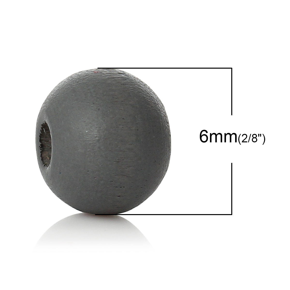 Picture of Natural Wood Spacer Beads Round Dark Gray About 6mm Dia, Hole: Approx 2.1mm, 1000 PCs