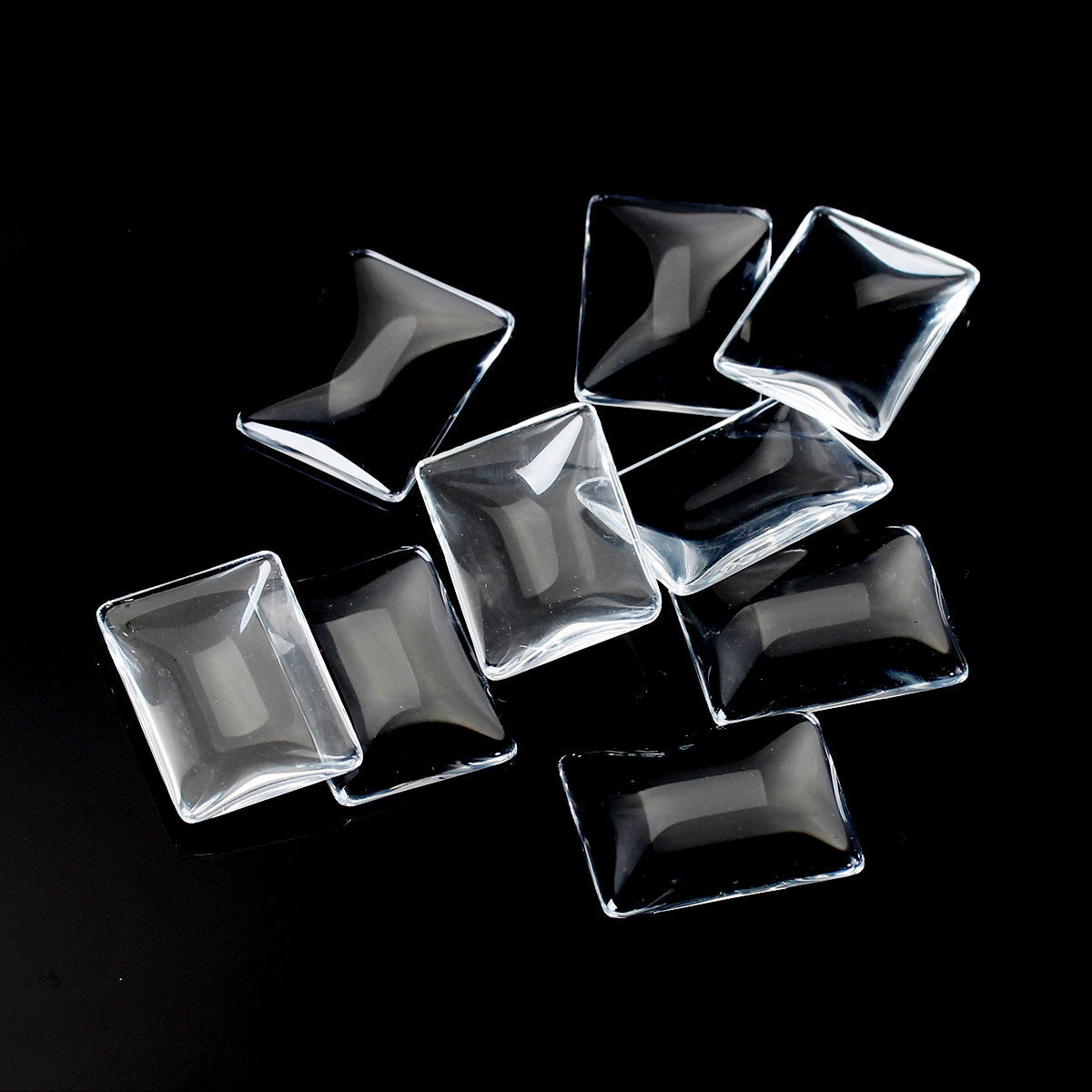 Picture of 3 PCs Glass Dome Seals Cabochon Rectangle Flatback Transparent Clear 25mm x 18mm