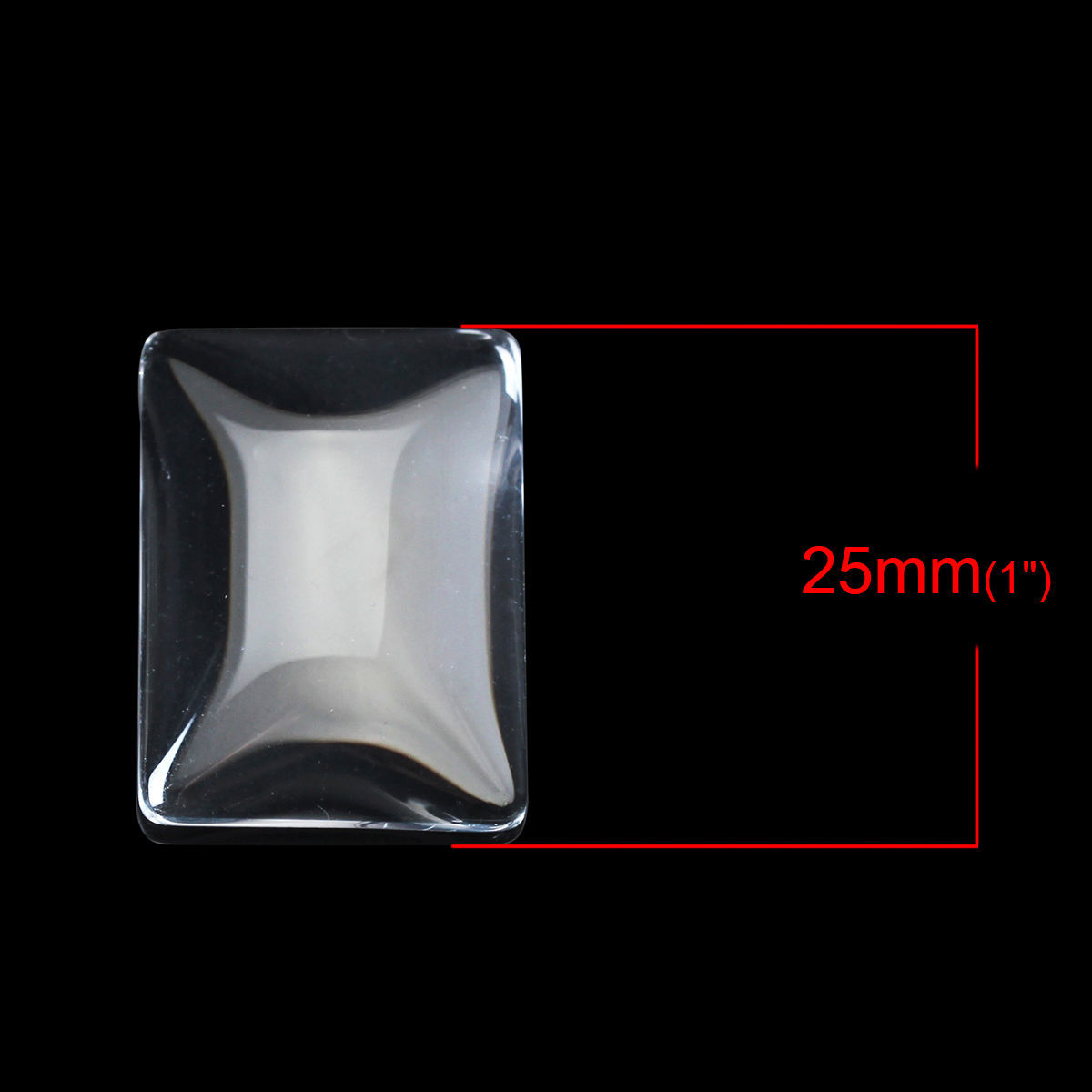 Picture of 3 PCs Glass Dome Seals Cabochon Rectangle Flatback Transparent Clear 25mm x 18mm
