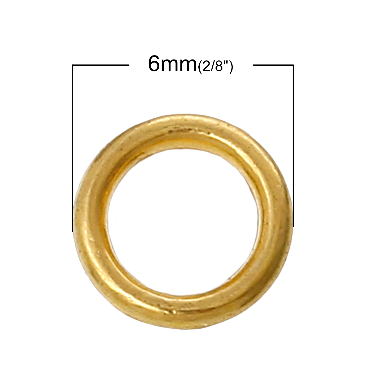 Picture of 1000 PCs 6mm Dia., 1.2mm(17 gauge) Zinc Based Alloy Closed Soldered Jump Rings Findings For Jewelry Making Gold Plated Circle Ring