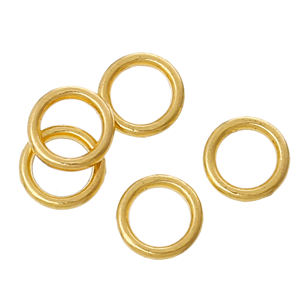 Picture of 1000 PCs 6mm Dia., 1.2mm(17 gauge) Zinc Based Alloy Closed Soldered Jump Rings Findings For Jewelry Making Gold Plated Circle Ring