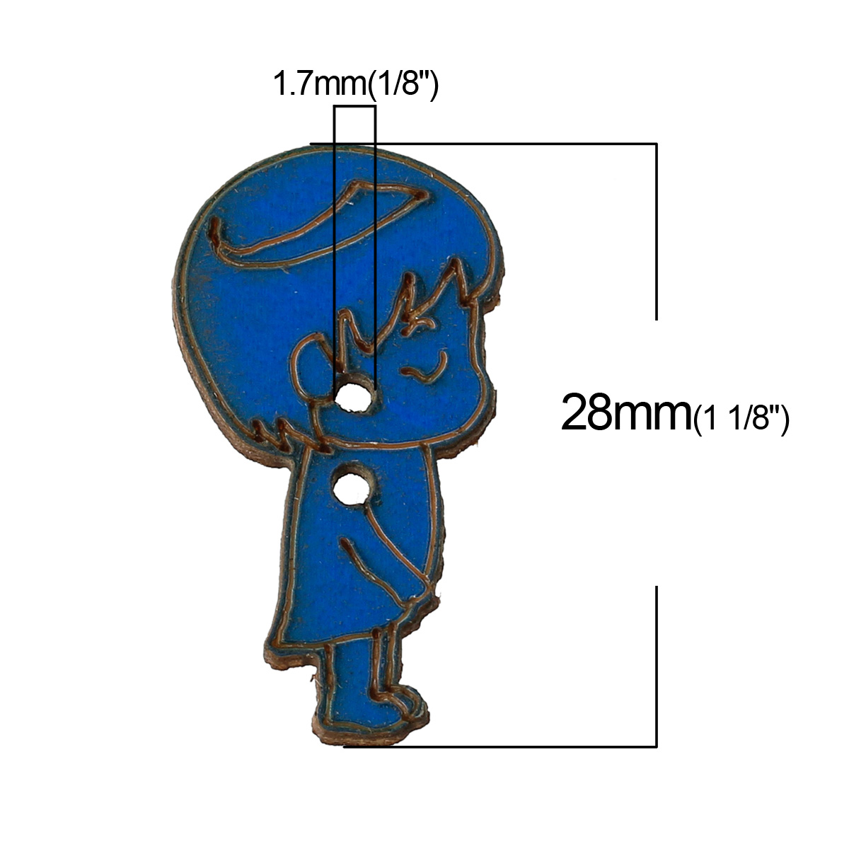 Picture of Natural Wood Sewing Button Scrapbooking Boy At Random Mixed 2 Holes 28mm(1 1/8") x 16mm( 5/8"), 50 PCs