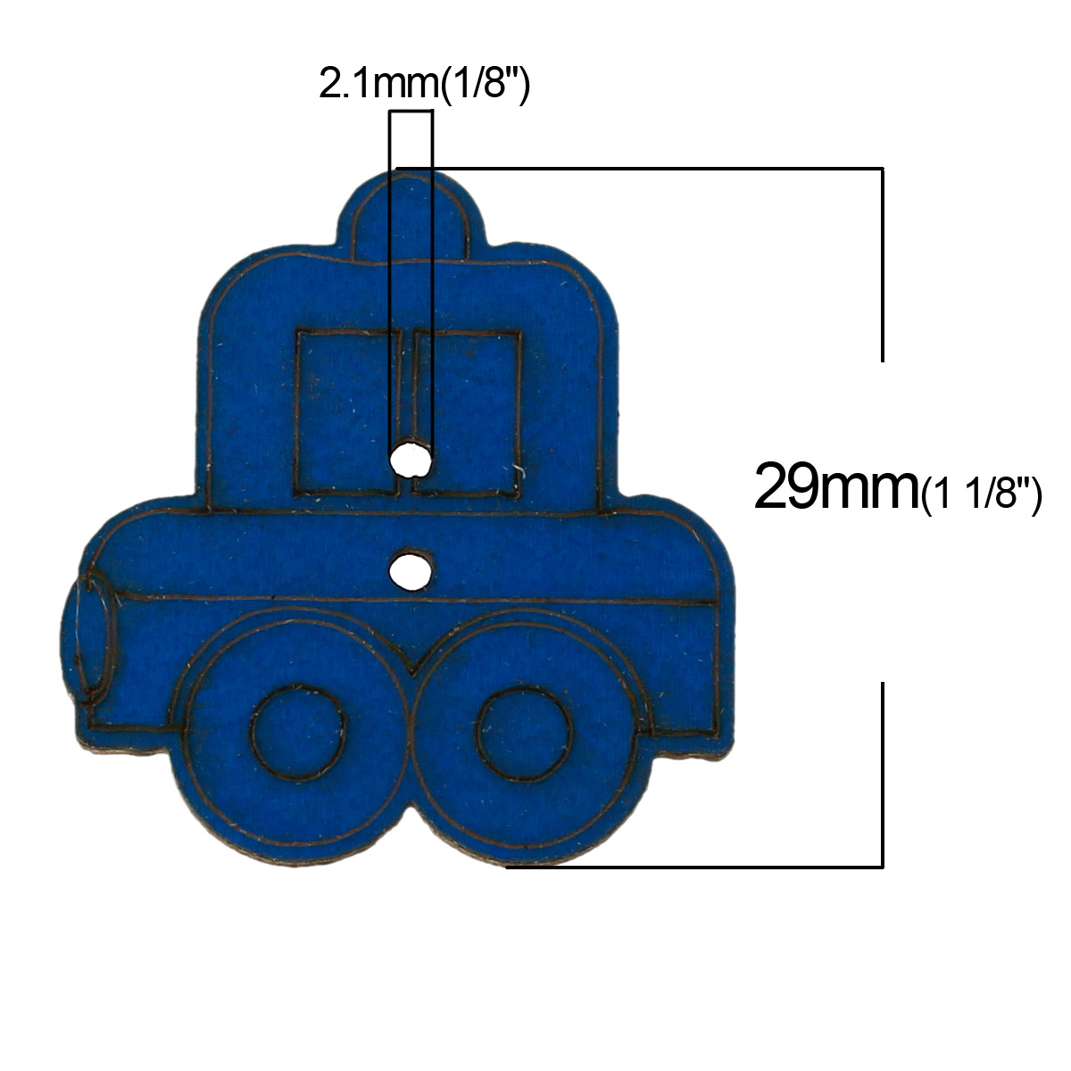 Picture of Natural Wood Sewing Button Scrapbooking Car At Random Mixed 2 Holes 27mm(1 1/8") x 26mm(1"), 50 PCs