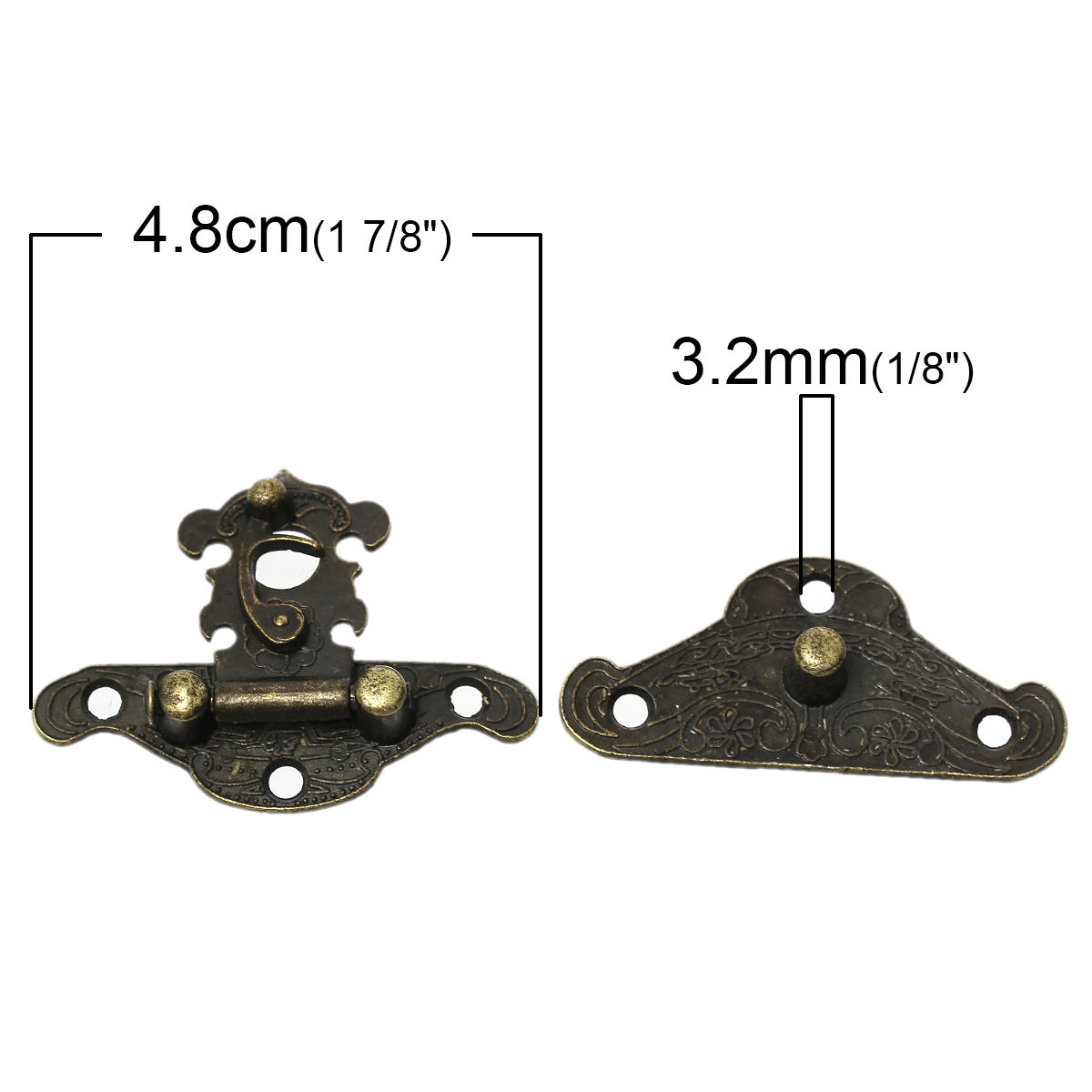 Picture of Zinc Based Alloy Cabinet Box Lock Catch Latches Hardware Antique Bronze 4.8cm x3.8cm(1 7/8" x1 4/8"), 5 Sets