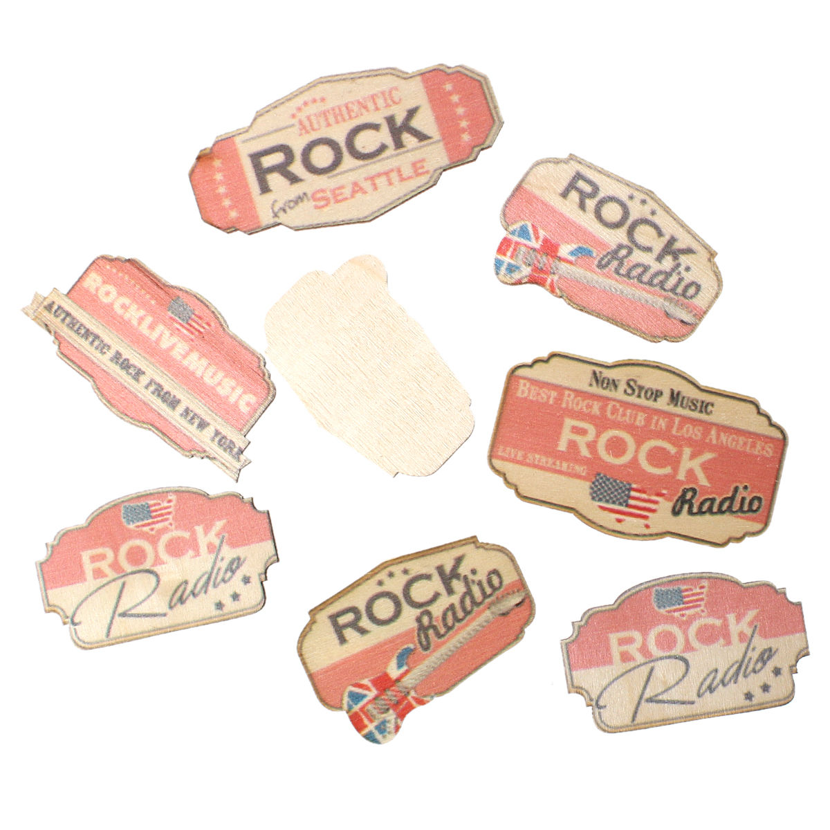 Picture of Wood Embellishments Findings Natural At Random Pattern 7cm x3.5cm(2 6/8" x1 3/8") - 5.2cm x3.1cm(2" x1 2/8") , 30 PCs