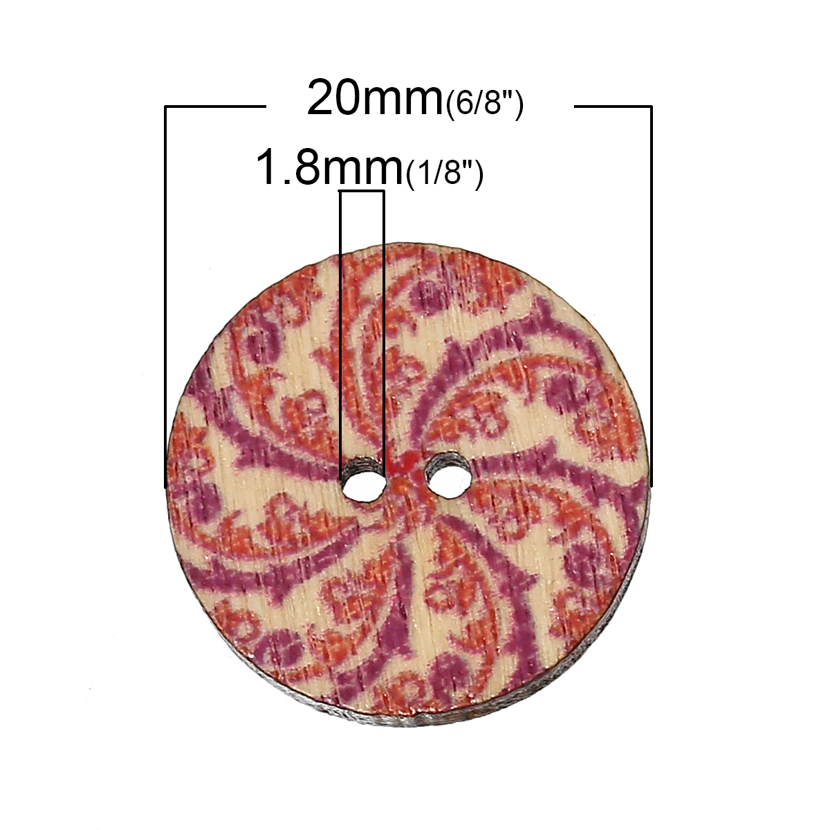 Image de Bouton de Couture en Bois 2 Trous Couleur Naturelle Rond Couleur au Hasard 20mm Dia, 100 PCs