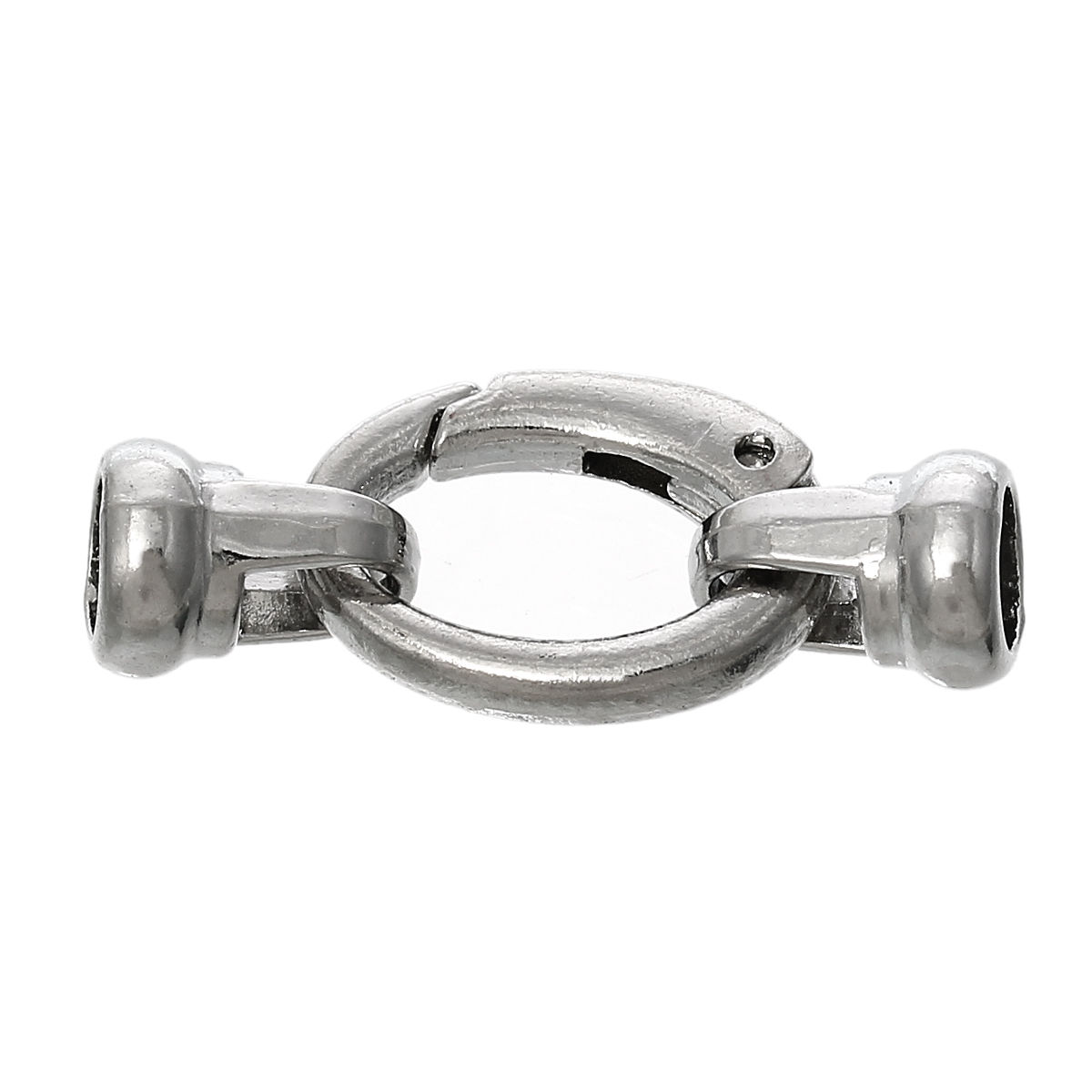 Imagen de Cierres de Gancho Zamak de Óvalo , Tono de Plata y (ajusta a cuerda de 6mm ) 3.7cm x 1.5cm, 5 Juegos