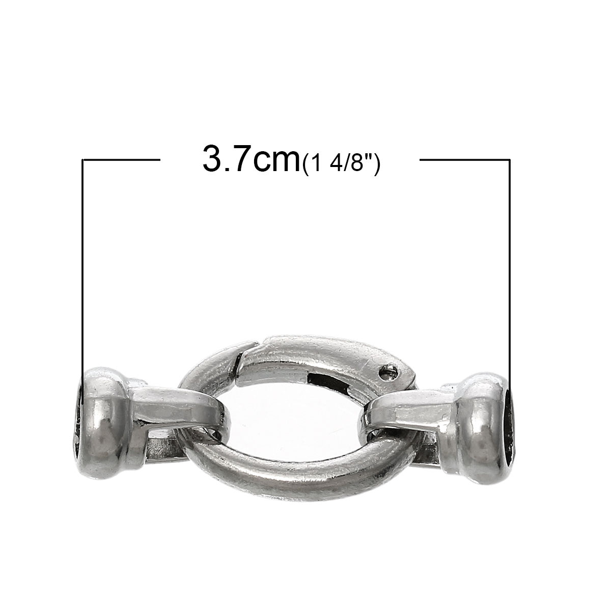Imagen de Cierres de Gancho Zamak de Óvalo , Tono de Plata y (ajusta a cuerda de 6mm ) 3.7cm x 1.5cm, 5 Juegos