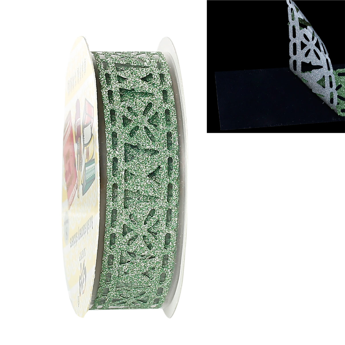 Imagen de Cinta Adhesiva Polipropileno de Verde ,Mariposa 15mm, 5 rollos(Aprox 1M/Rollo)