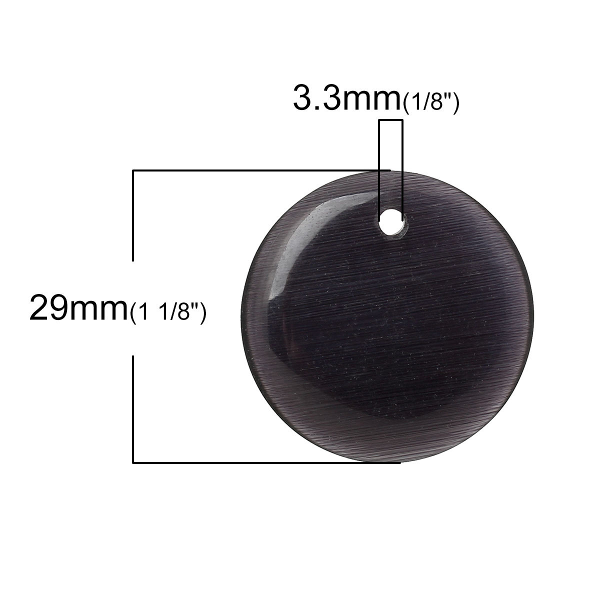 Picture of Cat's Eye Glass (Manmade) Charms Round Disc Dark Purple 29mm(1 1/8") Dia, 3 PCs