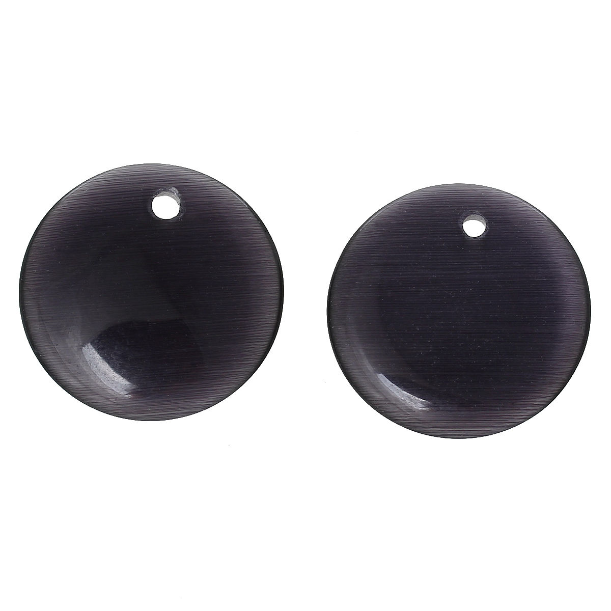Picture of Cat's Eye Glass (Manmade) Charms Round Disc Dark Purple 29mm(1 1/8") Dia, 3 PCs