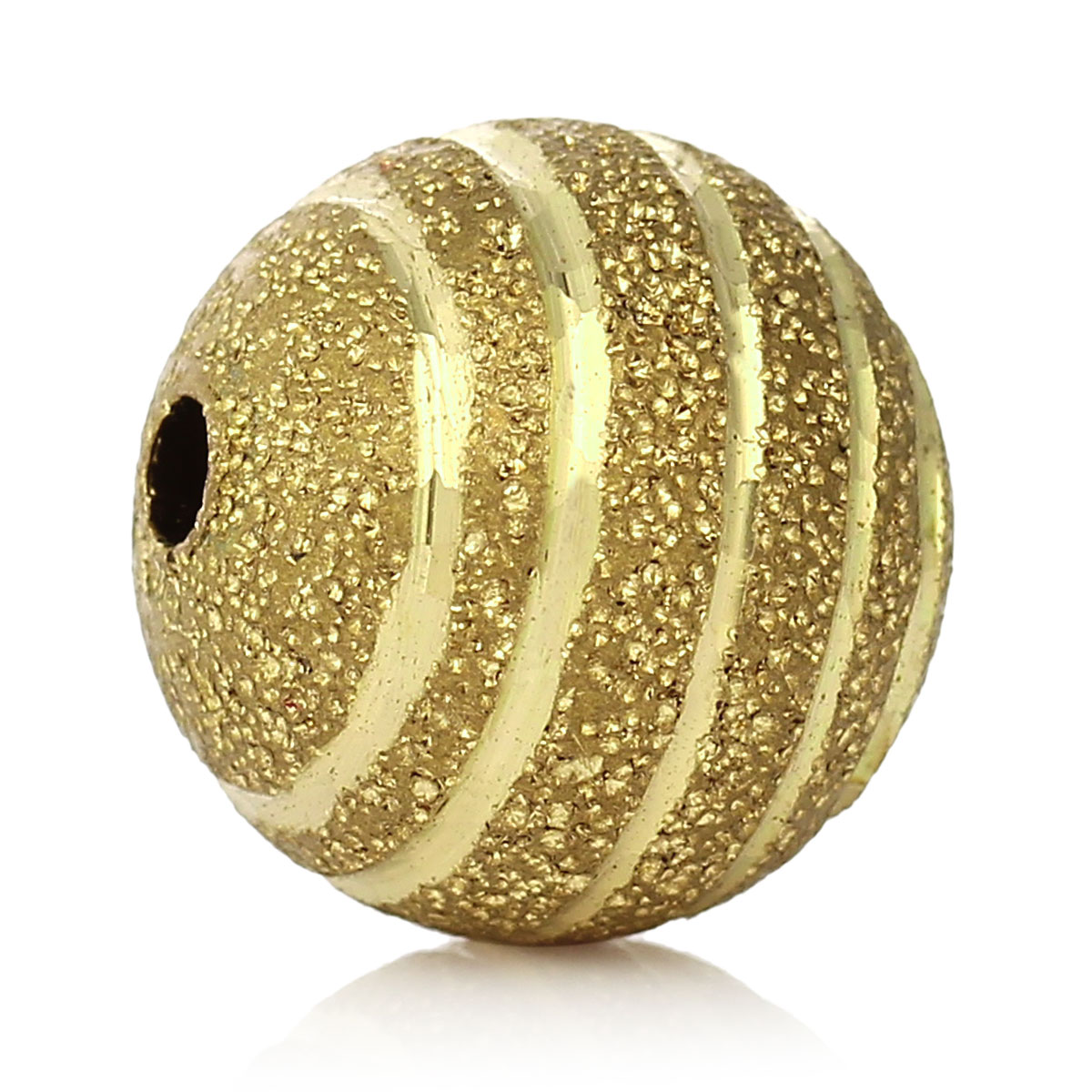 Picture of Brass Spacer Beads Sparkledust Round Gold Plated Circle Carved About 12mm( 4/8") Dia, Hole: Approx 2.1mm, 2 PCs