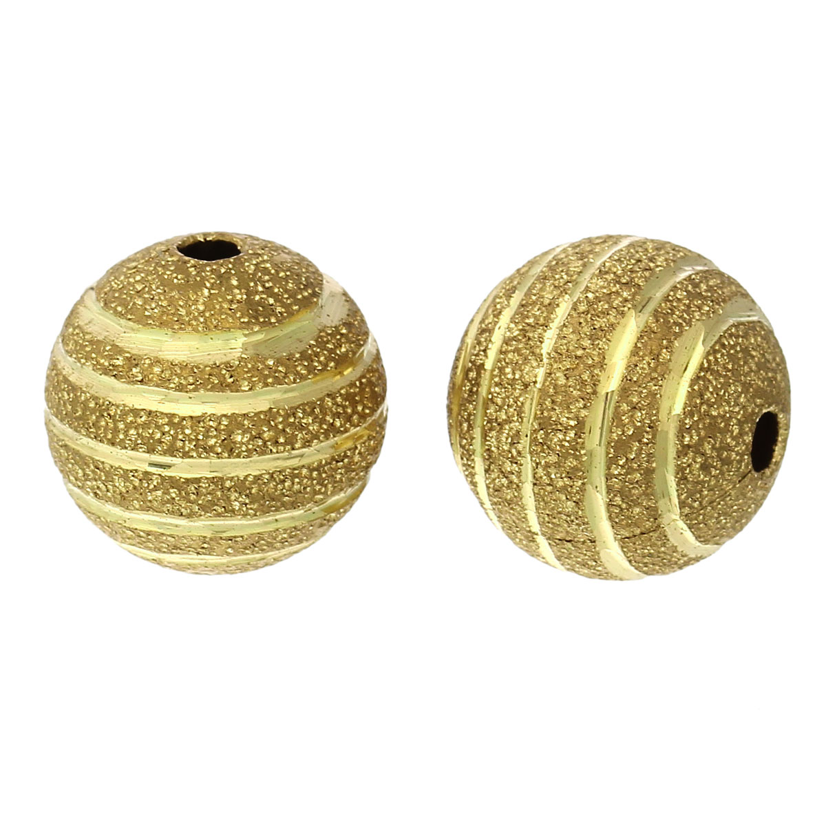 Picture of Brass Spacer Beads Sparkledust Round Gold Plated Circle Carved About 12mm( 4/8") Dia, Hole: Approx 2.1mm, 2 PCs