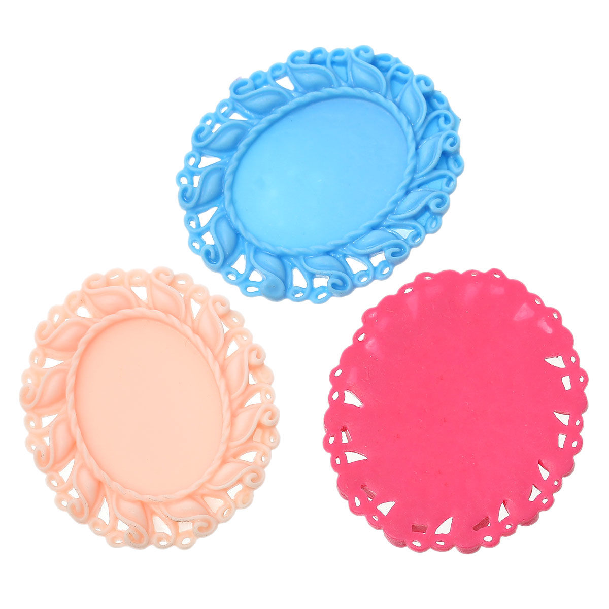 Picture of Resin Embellishments Oval At Random Mixed Cabochon Settings (Fits 3cm x 2.2cm) 4.7cm(1 7/8") x 4.1cm(1 5/8"), 20 PCs