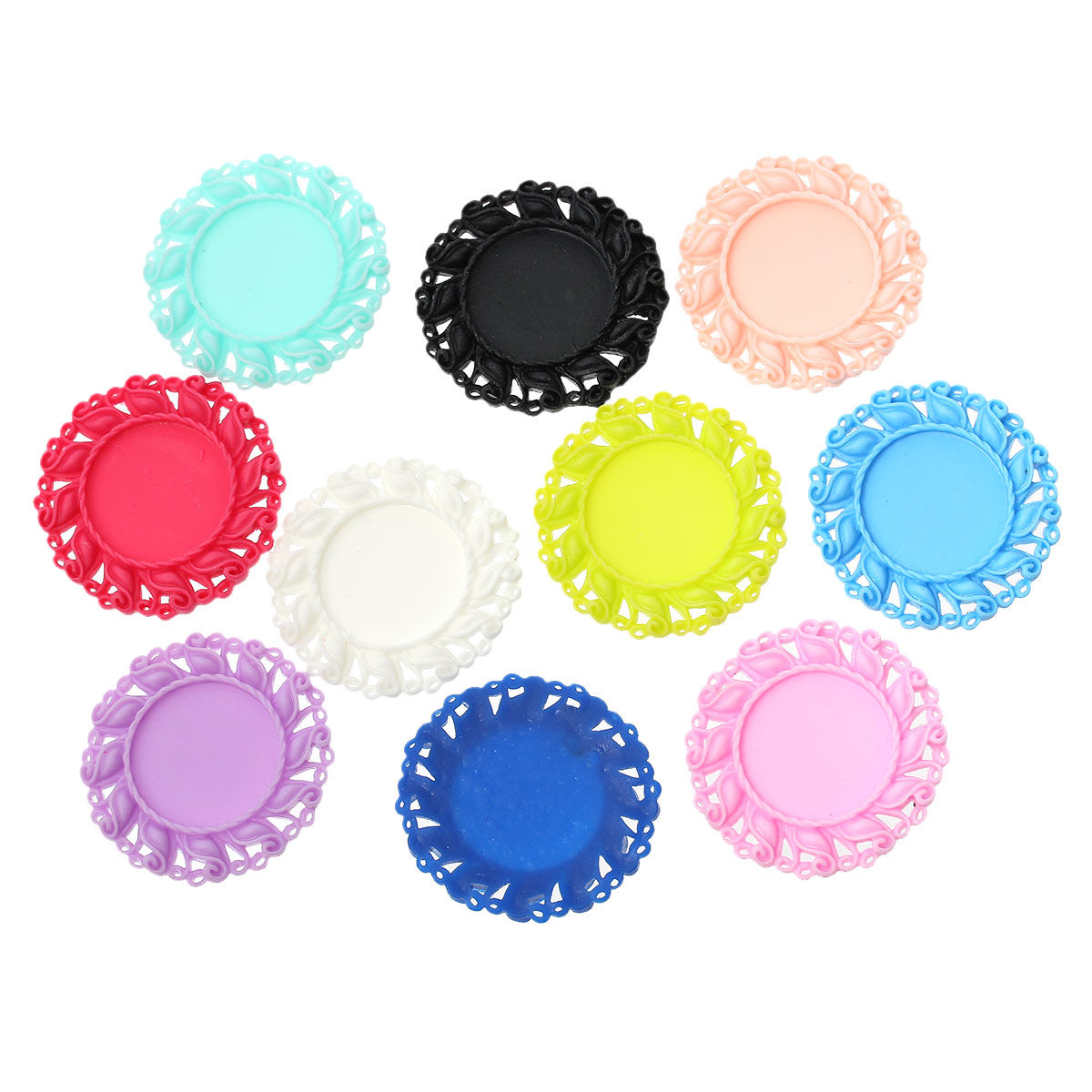 Picture of Resin Embellishments Round At Random Mixed Cabochon Settings (Fits 26mm Dia) 4.4cm(1 6/8") Dia, 20 PCs