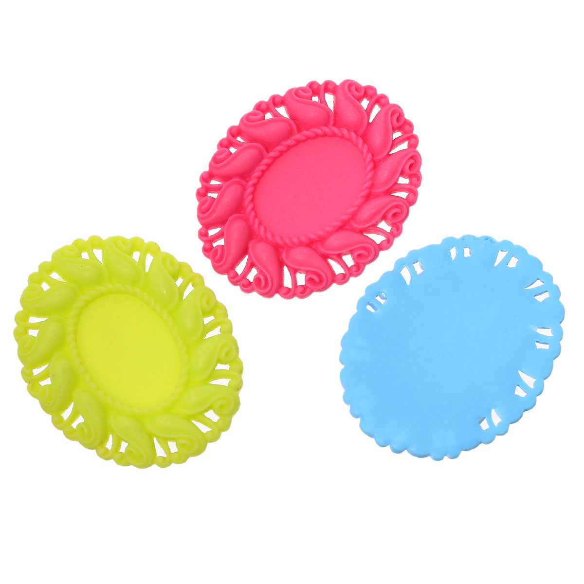 Picture of Resin Embellishments Oval At Random Mixed Cabochon Settings (Fits 25mm x 18mm) 5.1cm(2") x 4.1cm(1 5/8"), 20 PCs