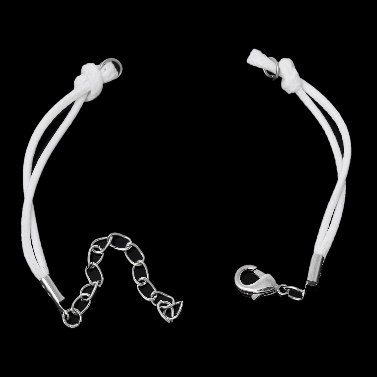 Picture of Nylon Waved String Braided Friendship Bracelets White 14.3cm(5 5/8") long, 10 PCs