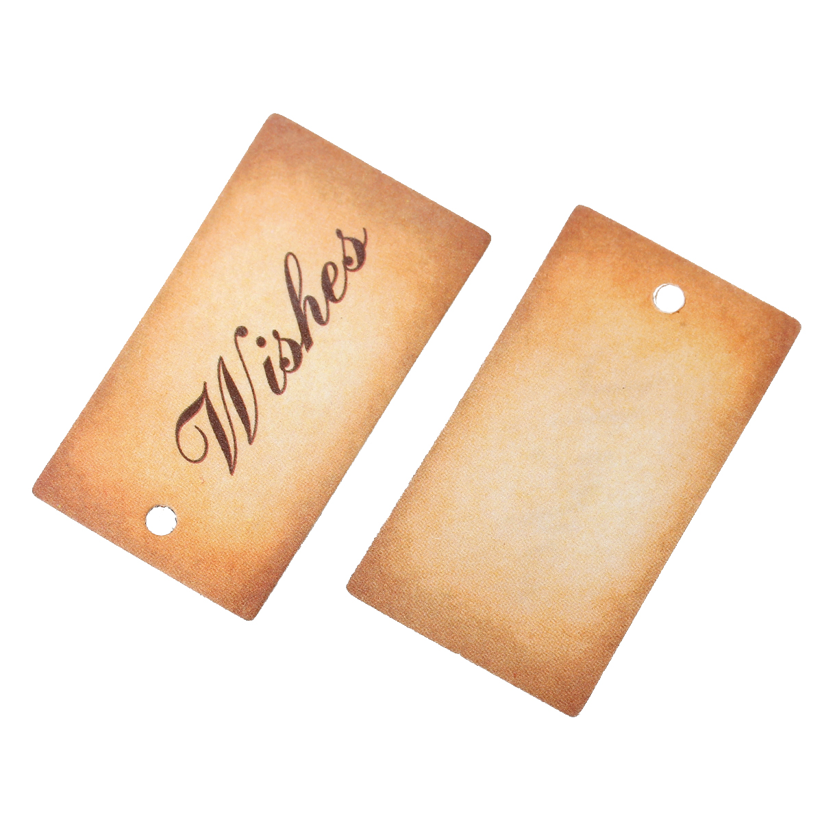 Picture of Paper Label Tags Rectangle Smoke Yellow Message "Wishes" Pattern 4.5cm x2.5cm(1 6/8" x1"), 100 PCs