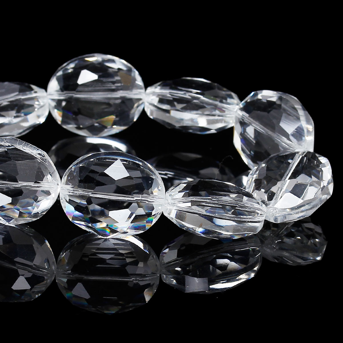 Imagen de Cuentas Vidrio Cristal de Óvalo , Transparente Facetas 24mm x 20mm, Agujero: acerca de 1.3mm, 10 Unidades