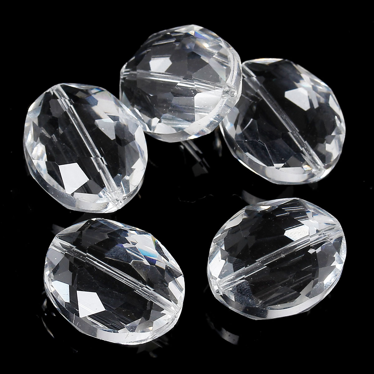 Imagen de Cuentas Vidrio Cristal de Óvalo , Transparente Facetas 24mm x 20mm, Agujero: acerca de 1.3mm, 10 Unidades