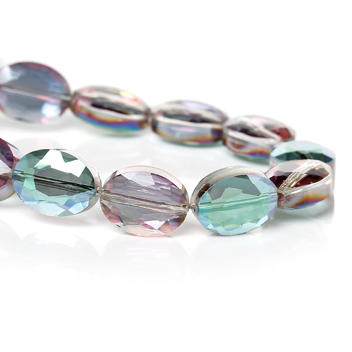 Imagen de Cuentas Vidrio Cristal de Óvalo , Púrpura Facetas Transparente 12mm x 9mm, Agujero: acerca de 0.9mm, 10 Unidades