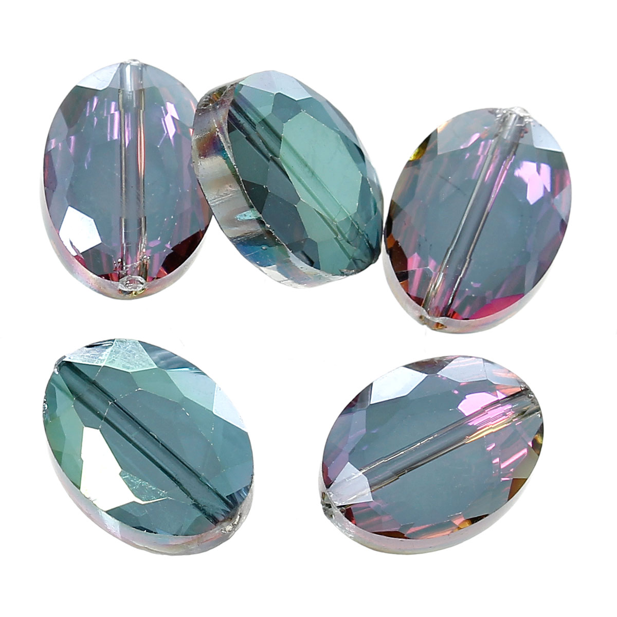 Imagen de Cuentas Vidrio Cristal de Óvalo , Púrpura Facetas Transparente 12mm x 9mm, Agujero: acerca de 0.9mm, 10 Unidades