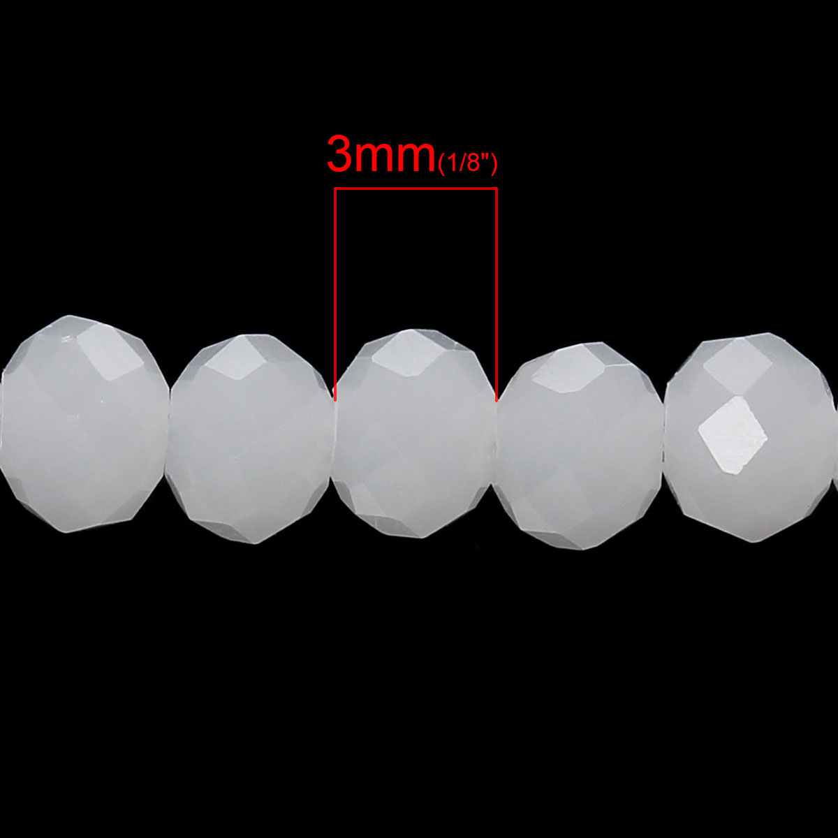 Imagen de Cuentas Flojas Vidrio Redondo Blanco Facetas Aprox 4mm x 3mm, Agujero: acerca de 0.5mm, 45cm(17 6/8") longitud, 2 Sartas(Aprox 145 Unidades/Sarta)