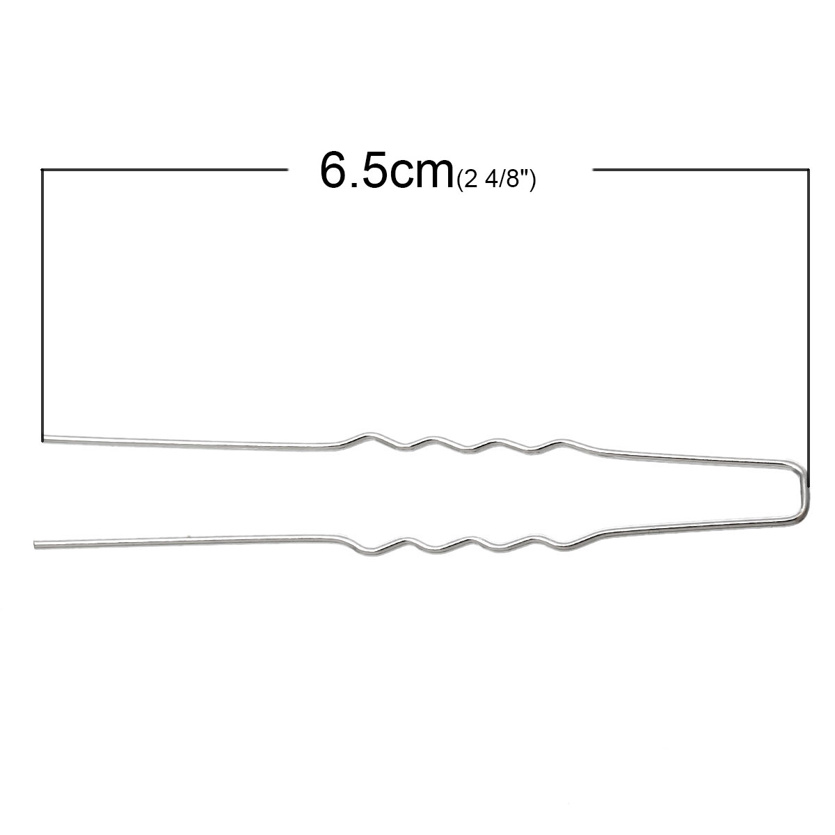 Picture of Iron Based Alloy Hairpin Bobby Pins U Shaped Silver Tone 65mm x 10mm, 100 PCs