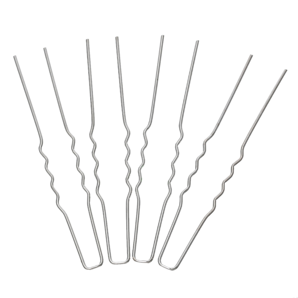 Picture of Iron Based Alloy Hairpin Bobby Pins U Shaped Silver Tone 65mm x 10mm, 100 PCs