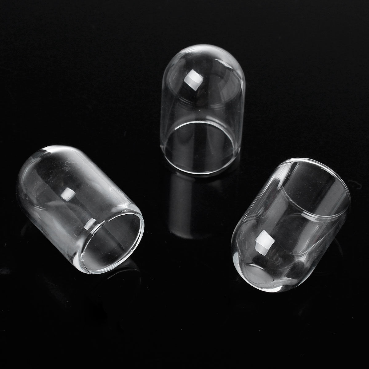 Picture of Transparent Glass Miniature Globe Bubble Bottle Vial Cylinder Clear 25mm Dia, 3 PCs