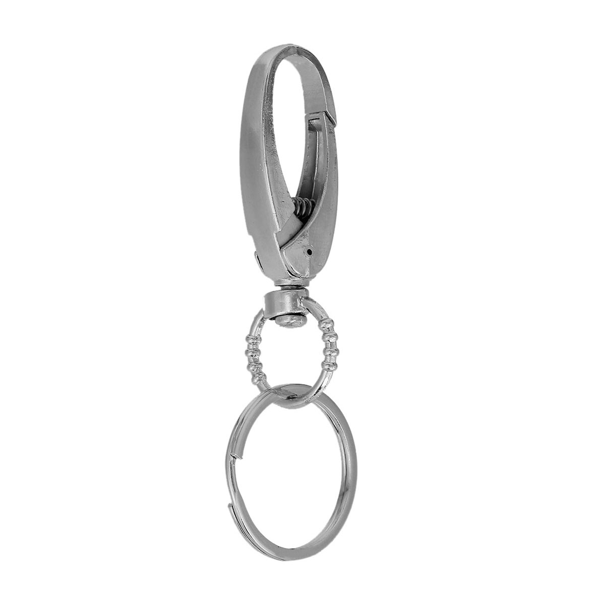 Picture of Iron Based Alloy Keychain & Keyring Round Swivel Clasp Silver Tone 7.5cm Dia, 5 PCs