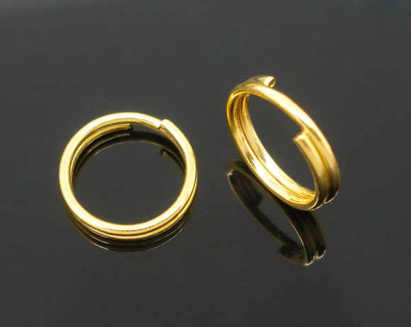 Picture of 400 PCs 8mm Dia., 0.7mm(21 gauge) Iron Based Alloy Double Split Jump Rings Findings For Jewelry Making Gold Plated Round