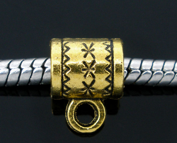 Picture of Zinc Based Alloy European Style Bails Beads Round Cup Gold Tone Antique Gold 8mm x 6mm, 100 PCs
