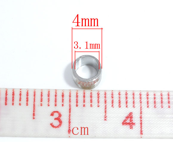 Picture of Copper European Style Snake Chain Screw Threads Silver Tone 4.2mm x 4mm, 100 PCs