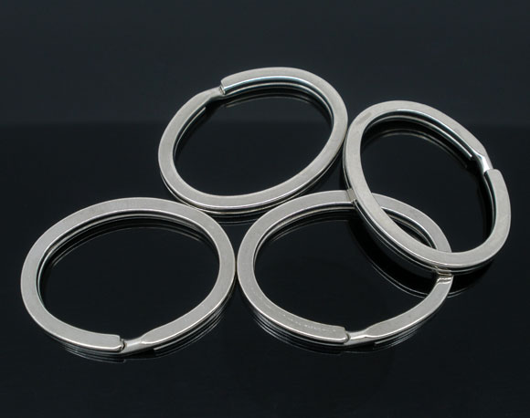 Picture of Iron Based Alloy Keychain & Keyring Oval Silver Tone 36mm x 28mm, 10 PCs