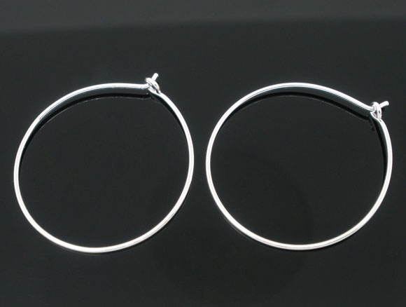 Picture of Alloy Wine Glass Charm Hoops Circle Ring Silver Plated 29mm(1 1/8") x 25mm(1"), 100 PCs