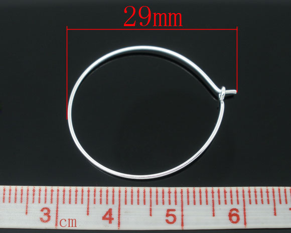 Picture of Alloy Wine Glass Charm Hoops Circle Ring Silver Plated 29mm(1 1/8") x 25mm(1"), 100 PCs