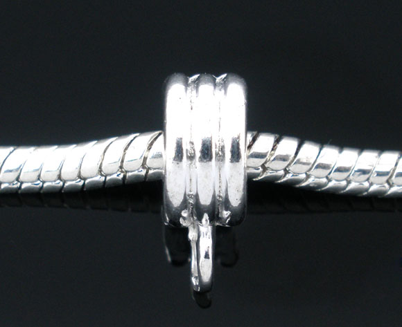 Picture of 20 Silver Plated Rope Bails Beads Fit European Bracelet 9mm