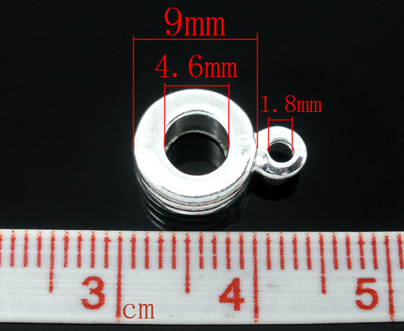 Picture of 20 Silver Plated Rope Bails Beads Fit European Bracelet 9mm