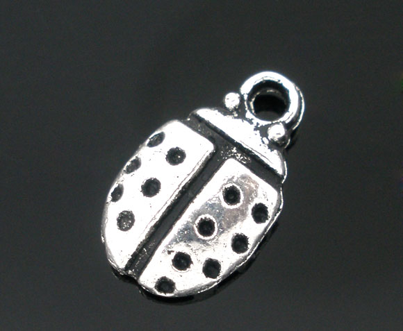 Imagen de Colgantes Aleación del Metal Del Zinc de Mariquita,Punto Plata Antigua Rhinestone 12.0mm x 7.0mm, 100 Unidades 