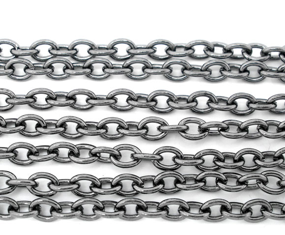 Picture of Alloy Link Cable Chain Findings Gunmetal 5x3.5mm(2/8"x1/8"), 10 M