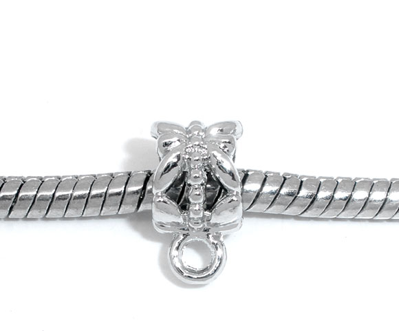 Bild von Silberfarbe Blumen Element Perlen 12x6mm Für European Armband verkauft eine Packung mit 50 Stücke