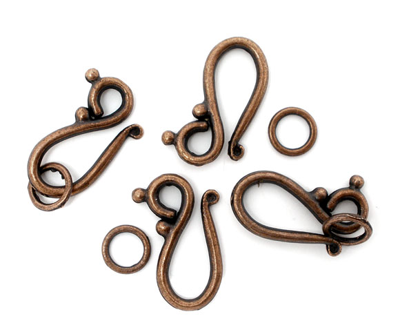 Picture of Zinc Based Alloy Toggle Clasps Irregular Antique Copper 21mm x 12mm 7mm, 20 Sets