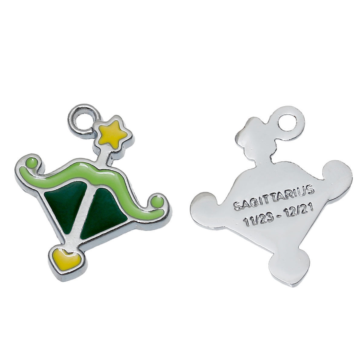 Imagen de 10 Unidades Zamak Colgantes Tono de Plata Multicolor Constelación Sagitario Esmalte 21mm x 20mm
